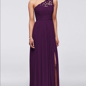 David’s Bridal one shouldered dress- Plum.